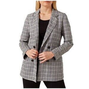 Love Tree Womens Medium Plaid Double Breasted Blazer Lined